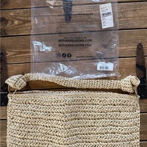 8 Other Reasons Knotted Straw Shoulder Bag in Natural Beige